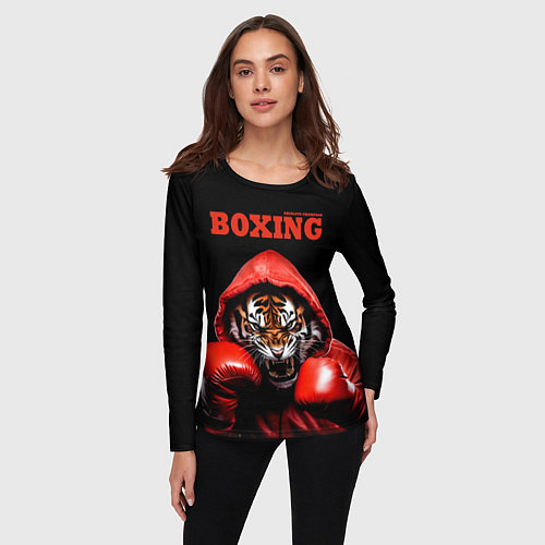 Женский лонгслив Boxing tiger / 3D-принт – фото 3
