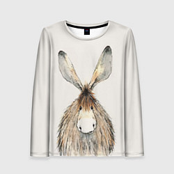 Лонгслив женский Ушастый ослик, цвет: 3D-принт