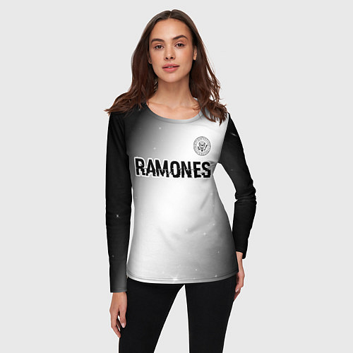 Женский лонгслив Ramones glitch на светлом фоне: символ сверху / 3D-принт – фото 3