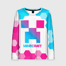 Лонгслив женский Minecraft neon gradient style, цвет: 3D-принт