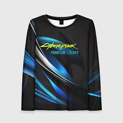 Лонгслив женский Cyberpunk 2077 phantom liberty blue abstract, цвет: 3D-принт