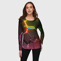 Лонгслив женский Cyberpunk 2077 phantom liberty logo neon, цвет: 3D-принт — фото 2