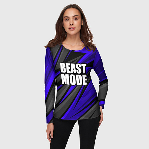 Женский лонгслив Beast mode - синяя униформа / 3D-принт – фото 3