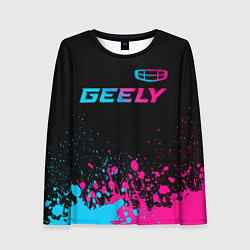 Лонгслив женский Geely - neon gradient: символ сверху, цвет: 3D-принт