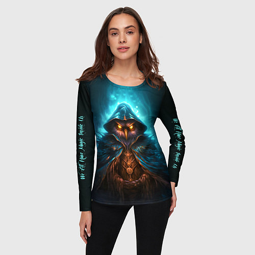 Женский лонгслив Сова в колдовской мантии / 3D-принт – фото 3
