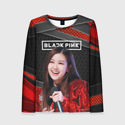 Лонгслив женский Rose Blackpink black red, цвет: 3D-принт