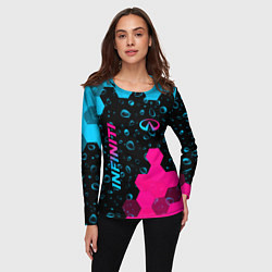 Лонгслив женский Infiniti - neon gradient: надпись, символ, цвет: 3D-принт — фото 2