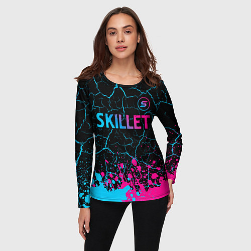 Женский лонгслив Skillet - neon gradient: символ сверху / 3D-принт – фото 3