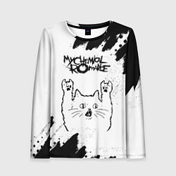 Лонгслив женский My Chemical Romance рок кот на светлом фоне, цвет: 3D-принт