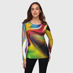 Лонгслив женский Rainbow waves, цвет: 3D-принт — фото 2