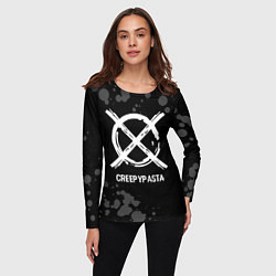 Лонгслив женский CreepyPasta glitch на темном фоне, цвет: 3D-принт — фото 2