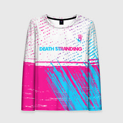 Лонгслив женский Death Stranding neon gradient style: символ сверху, цвет: 3D-принт