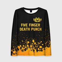 Лонгслив женский Five Finger Death Punch - gold gradient: символ св, цвет: 3D-принт