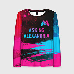 Лонгслив женский Asking Alexandria - neon gradient: символ сверху, цвет: 3D-принт
