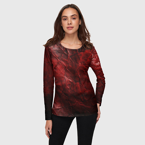 Женский лонгслив Текстура красная кожа / 3D-принт – фото 3