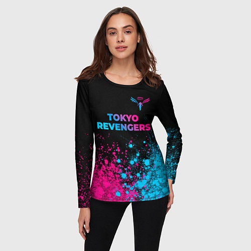 Женский лонгслив Tokyo Revengers - neon gradient: символ сверху / 3D-принт – фото 3