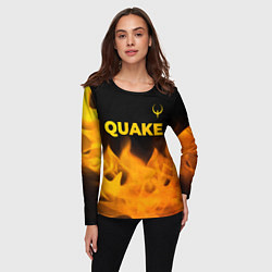 Лонгслив женский Quake - gold gradient: символ сверху, цвет: 3D-принт — фото 2