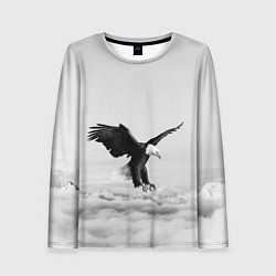 Лонгслив женский Орёл в облаках черно-белый, цвет: 3D-принт