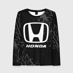 Лонгслив женский Honda speed на темном фоне со следами шин, цвет: 3D-принт