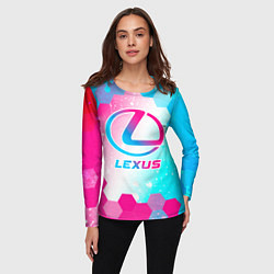 Лонгслив женский Lexus neon gradient style, цвет: 3D-принт — фото 2