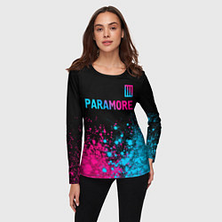 Лонгслив женский Paramore - neon gradient: символ сверху, цвет: 3D-принт — фото 2