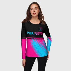 Лонгслив женский Pink Floyd - neon gradient: символ сверху, цвет: 3D-принт — фото 2