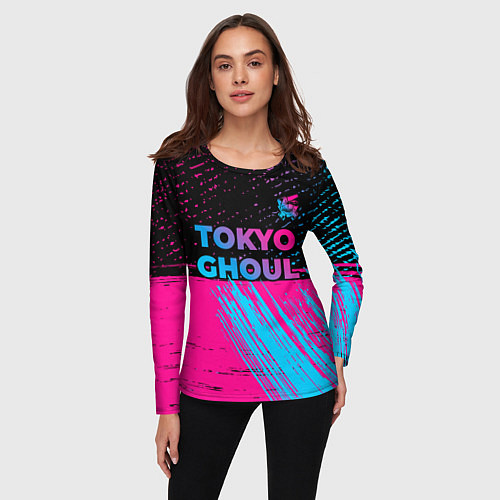 Женский лонгслив Tokyo Ghoul - neon gradient: символ сверху / 3D-принт – фото 3