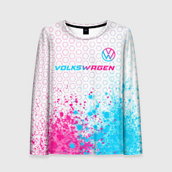 Лонгслив женский Volkswagen neon gradient style: символ сверху, цвет: 3D-принт