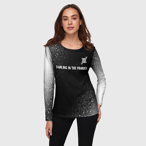 Женский лонгслив Darling in the FranXX glitch на темном фоне: симво / 3D-принт – фото 3