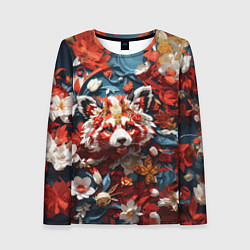 Лонгслив женский Красная панда в цветах, цвет: 3D-принт