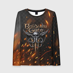 Женский лонгслив Baldurs Gate 3 logo fire