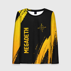 Лонгслив женский Megadeth - gold gradient: надпись, символ, цвет: 3D-принт