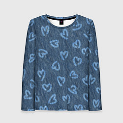 Женский лонгслив Hearts on denim