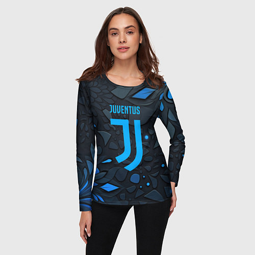 Женский лонгслив Juventus blue logo / 3D-принт – фото 3