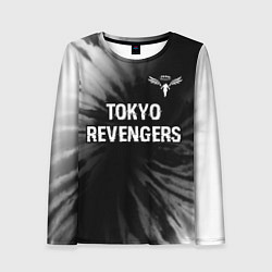 Лонгслив женский Tokyo Revengers glitch на темном фоне: символ свер, цвет: 3D-принт