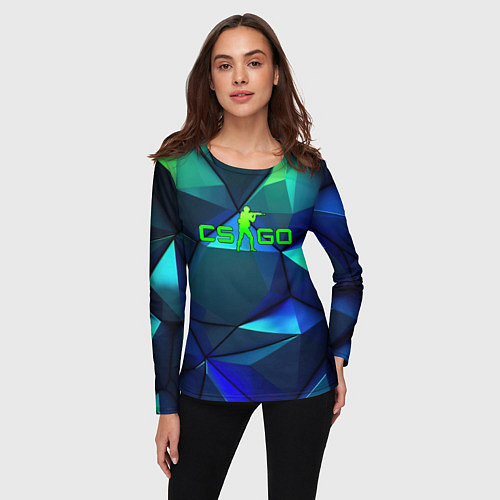 Женский лонгслив CSGO blue green gradient / 3D-принт – фото 3