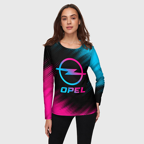 Женский лонгслив Opel - neon gradient / 3D-принт – фото 3