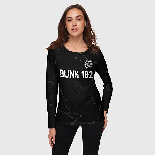 Женский лонгслив Blink 182 glitch на темном фоне: символ сверху / 3D-принт – фото 3