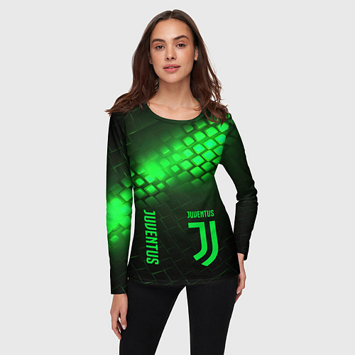 Женский лонгслив Juventus green logo neon / 3D-принт – фото 3