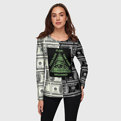 Лонгслив женский План миллионера на фоне доллара, цвет: 3D-принт — фото 2