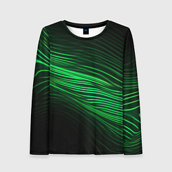 Лонгслив женский Green neon lines, цвет: 3D-принт