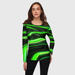 Лонгслив женский Зеленые объемные элементы, цвет: 3D-принт — фото 2