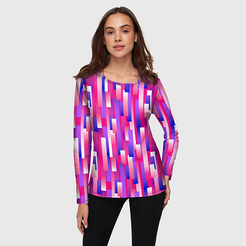 Женский лонгслив Градиентные прямоугольники / 3D-принт – фото 3