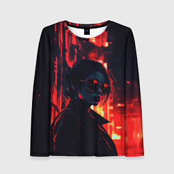 Женский лонгслив Девушка прячущаяся в тенях