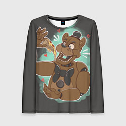 Лонгслив женский Фредди кушает пиццу, цвет: 3D-принт