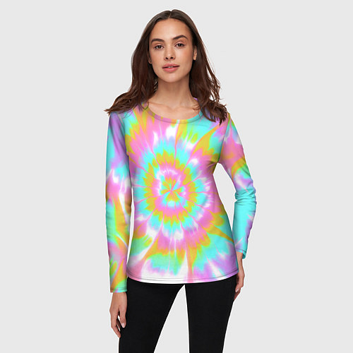 Женский лонгслив Tie-Dye кислотный в стиле барби / 3D-принт – фото 3