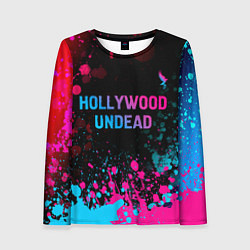 Лонгслив женский Hollywood Undead - neon gradient: символ сверху, цвет: 3D-принт