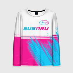 Женский лонгслив Subaru neon gradient style: символ сверху