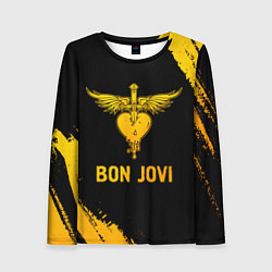 Лонгслив женский Bon Jovi - gold gradient, цвет: 3D-принт