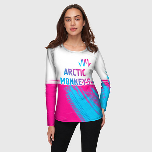 Женский лонгслив Arctic Monkeys neon gradient style: символ сверху / 3D-принт – фото 3